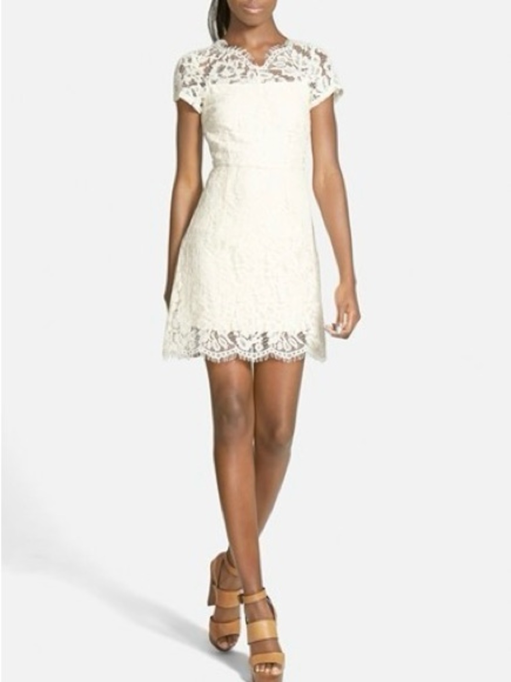Lucy Paris Lisbon Lace Sheath Dress Ivory Sweetheart Neck Bridal Size M